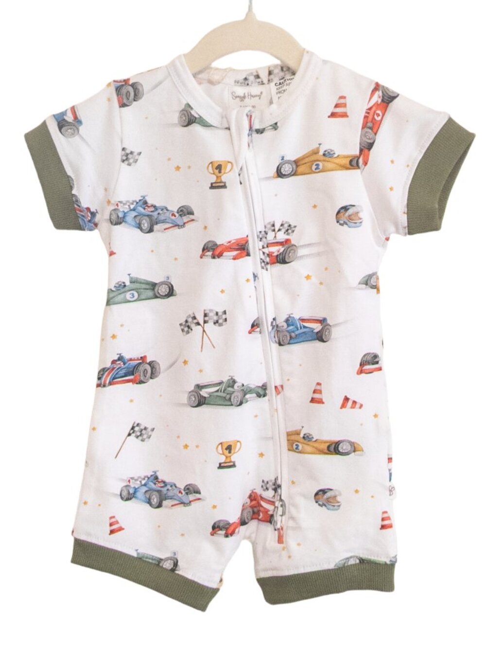 NWT Snuggle Hunny Little Shortie Racer Onesie Boys 3-6 Months Cars Bodysuit Race